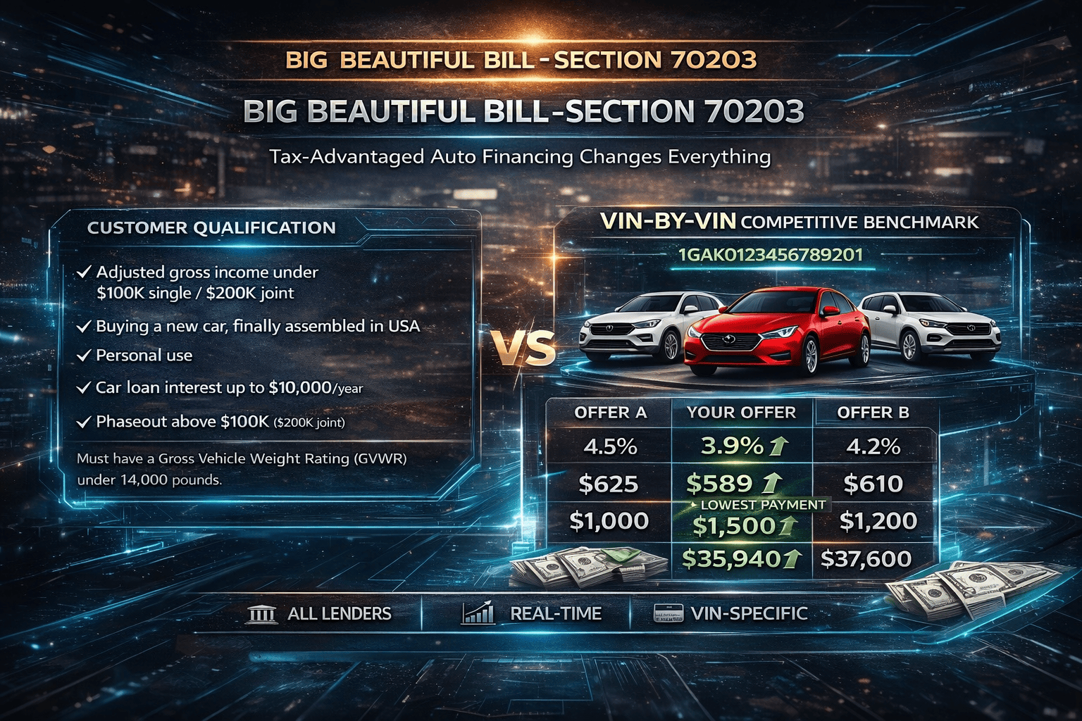 VIN-level benchmarking of auto loan offers under Big Beautiful Bill Section 70203